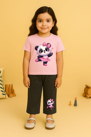 Pink Black Funky Bear Tracksuit For Girls