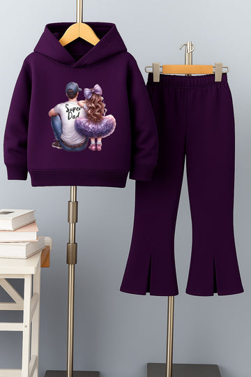 Super Dad Bellbottom Tracksuit For Girls
