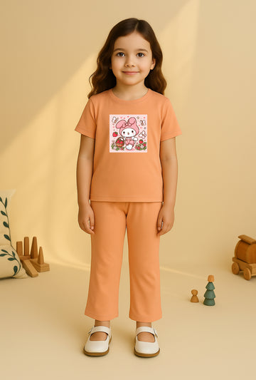 Peach Funky Bellbottom Trouzer Set For Girls (Copy)