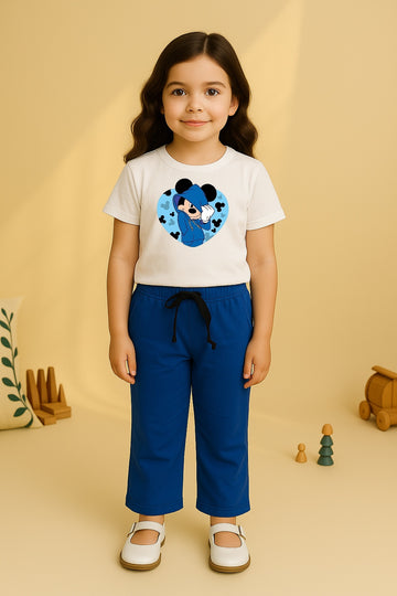 White Blue Mici Bellbottom Trouzer Full Set