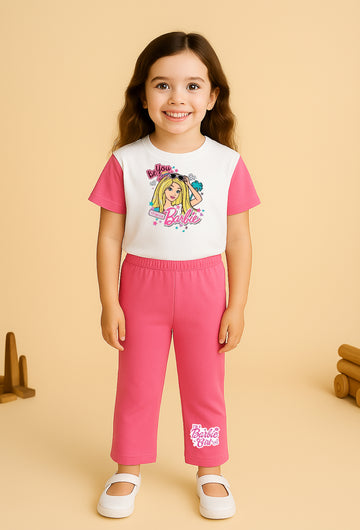 White pink Barbie Tracksuit For Girls