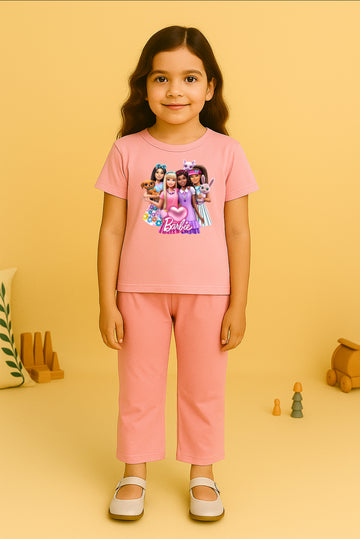 Pink Barbie Family Tracksuit For Girls