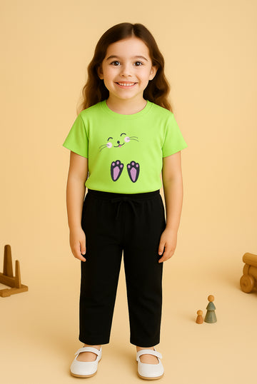 Funky Desin Paroot Black Tracksuit For Girls