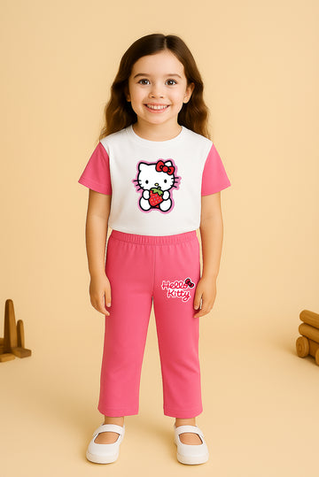 Hello kitty White pink Tracksuit For Girls