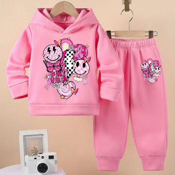 Pink Vibes Fleece Tracksuit For girls