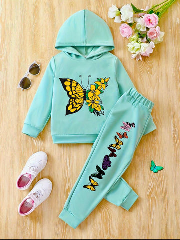 Butterfly Fleece Tracksuit For Girls