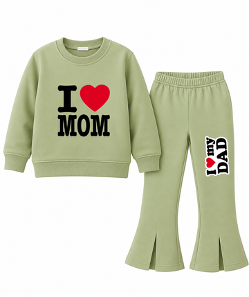 Love mom dad Bellbottom Tracksuit