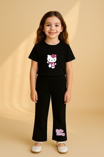 Black kitty Jercey Tracksuit for girls
