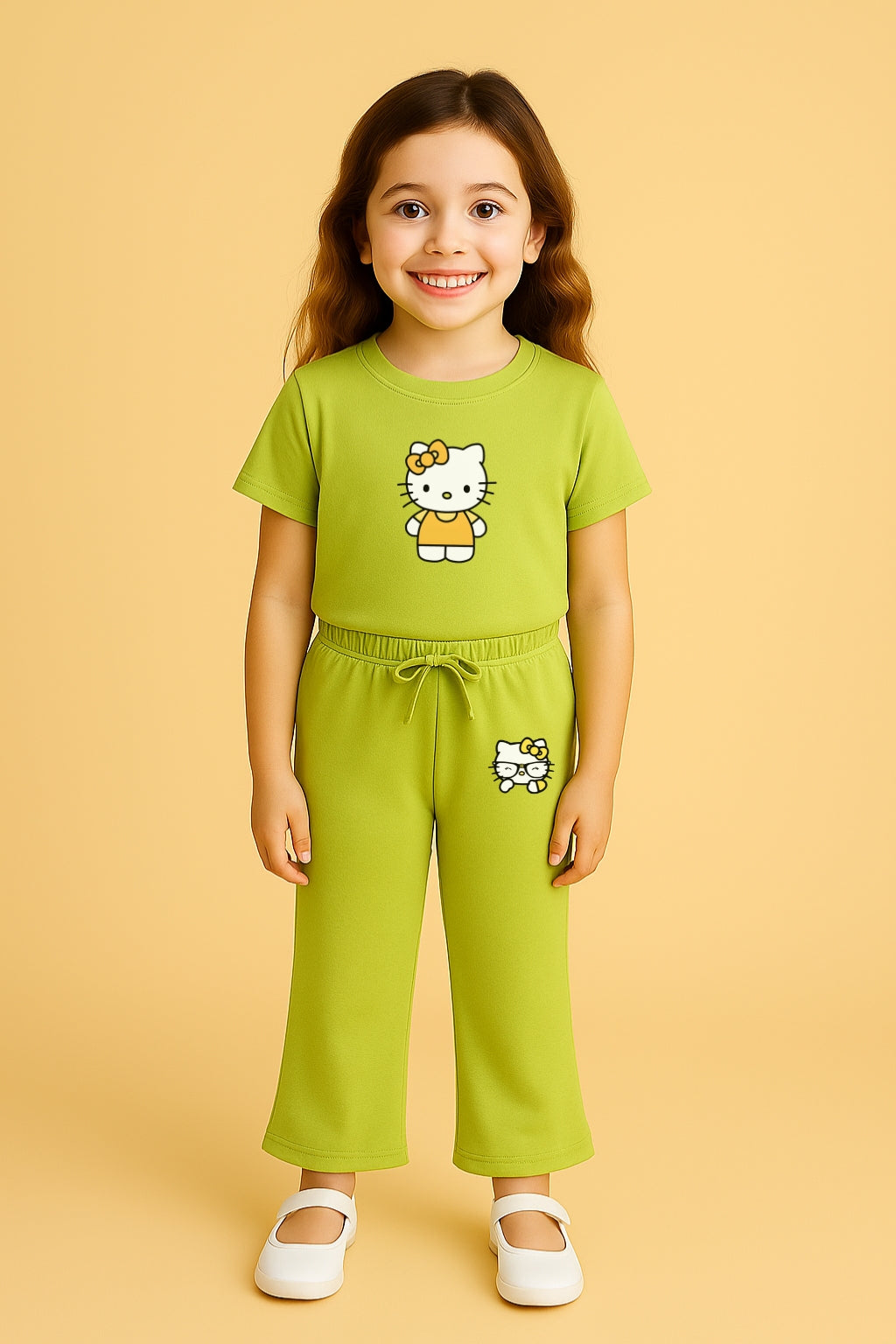 Mustard Hello kitty Tracksuit For Girls