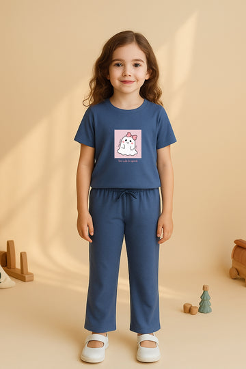 Navy Blue Cute Ghost Tracksuit for Girls