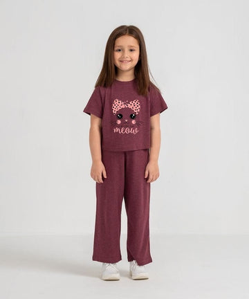 Chocolate meow Bellbottom Trouser Full Set