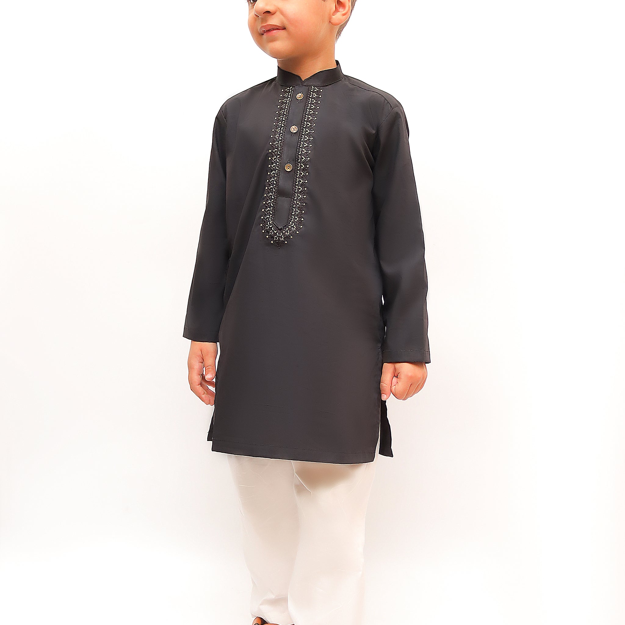 Premium Quality Black  Embroidered Kurta Trouser For Boys