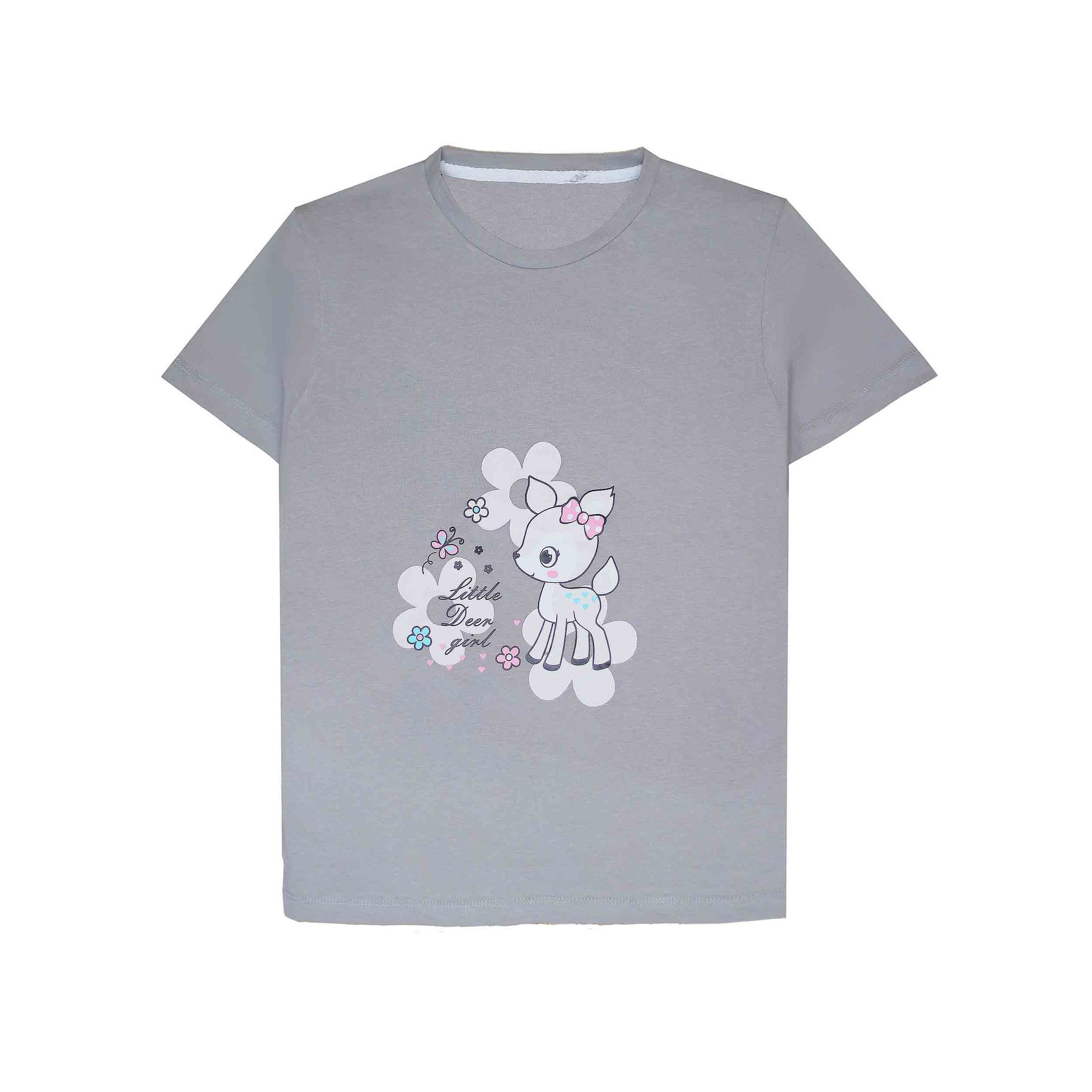 Grey Slogan T-Shirt For Girls