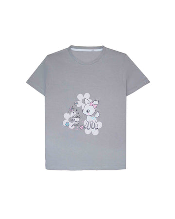 Grey Slogan T-Shirt For Girls