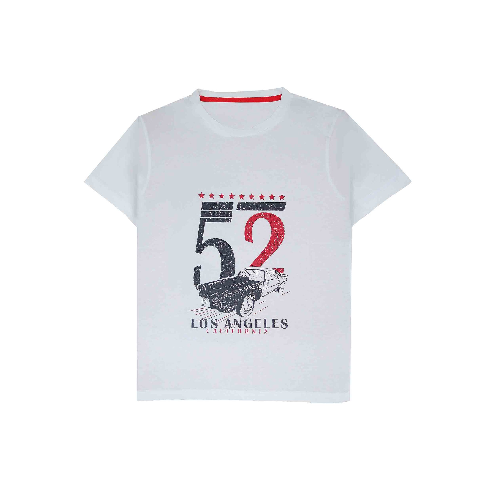 white "52" Slogan T-Shirt For Boys