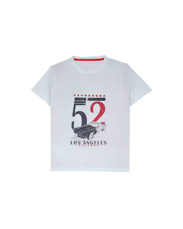 white "52" Slogan T-Shirt For Boys