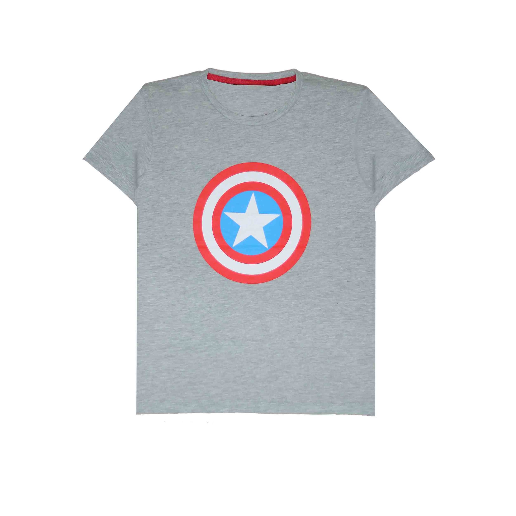 Grey Captain America Slogan T-Shirt For Boys