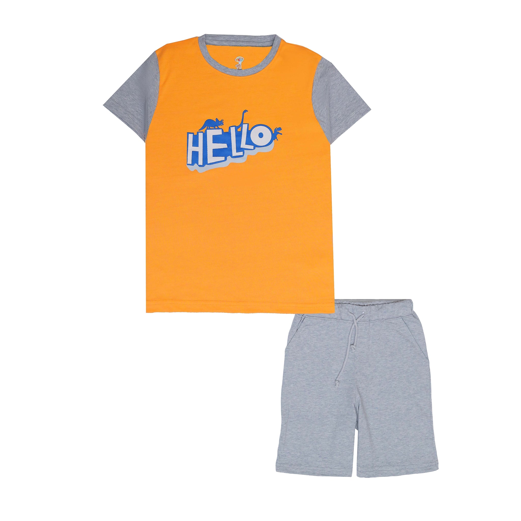 Grey Orange Hello Track-Suit For Boys