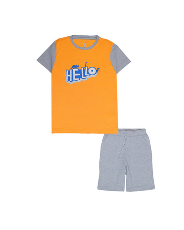 Grey Orange Hello Track-Suit For Boys