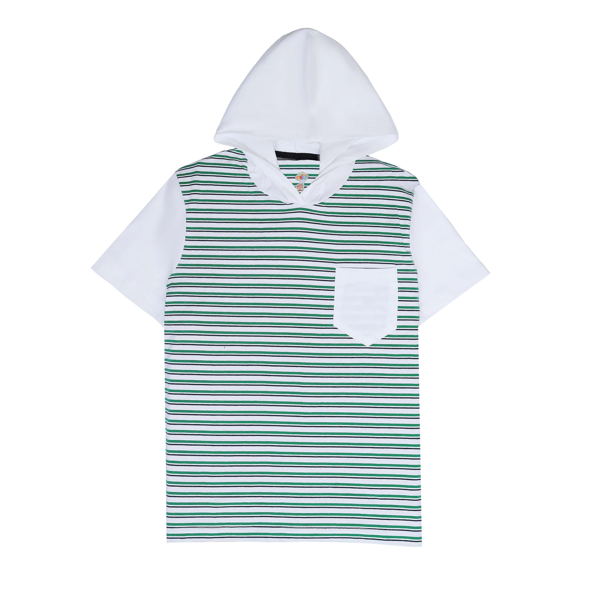 White Green Cap  Slogan T-Shirt For Boys