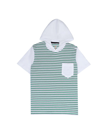 White Green Cap  Slogan T-Shirt For Boys