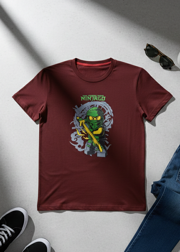 Brown "Ninja" Slogan T-Shirt For Boys