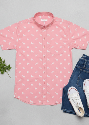 TEA PINK COTTON, PRINTED CASUAL SHIRT FOR BOYS 🎈🎈