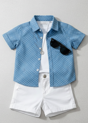 GREY COTTON, PRINTED CASUAL SHIRT FOR BOYS 🎈🎈