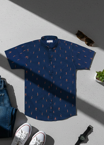 NAVY BlUE COTTON, PRINTED CASUAL SHIRT FOR BOYS 🎈🎈