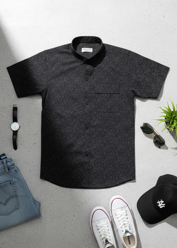 BLACK COTTON, PRINTED CASUAL SHIRT FOR BOYS 🎈🎈