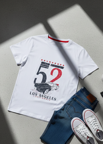 white "52" Slogan T-Shirt For Boys