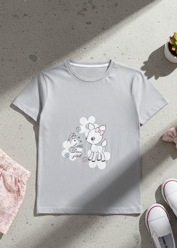 Grey Slogan T-Shirt For Girls