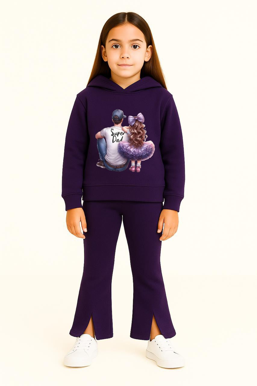 Super Dad Bellbottom Tracksuit For Girls