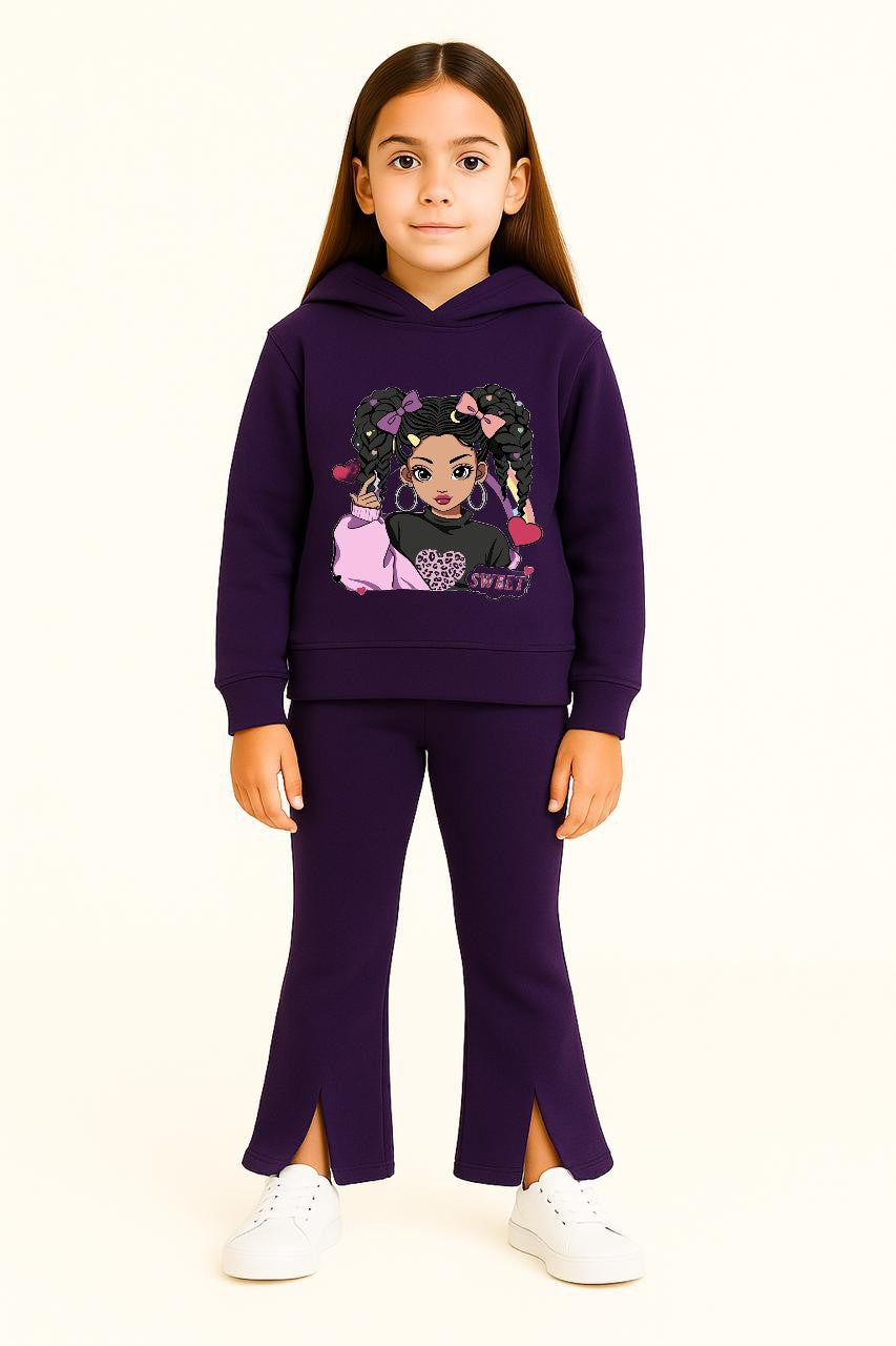 Cute Girl  Bellbottom Tracksuit For Girls