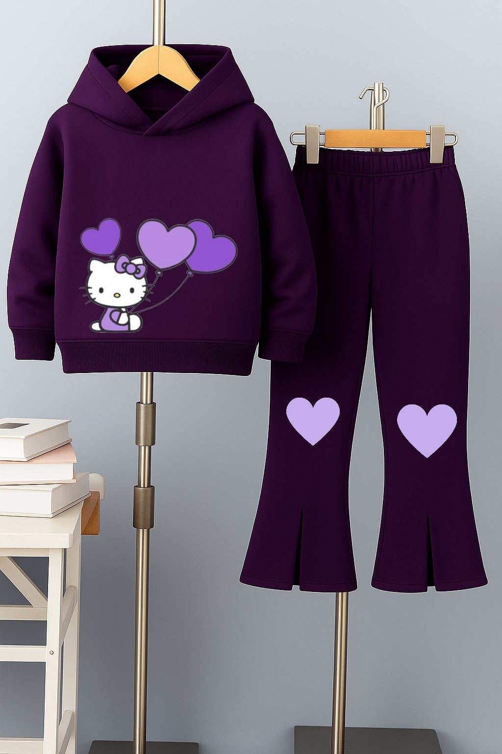 Purple Kitty Bell Bottom Trouser for Girls