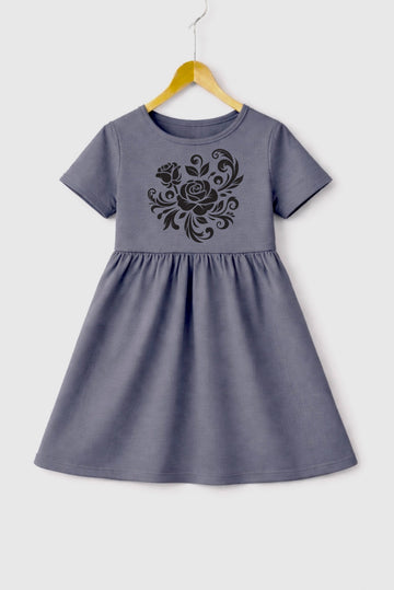 Grey Flower Frock