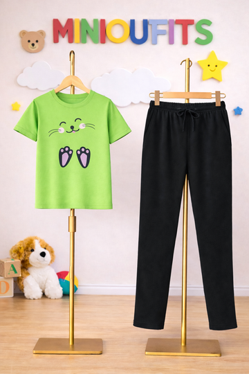 Funky Desin Paroot Black Tracksuit For Girls
