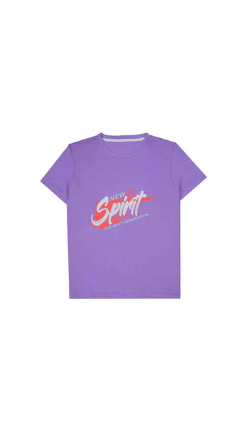 Purple New Spirit Printed T-Shirt For Girls