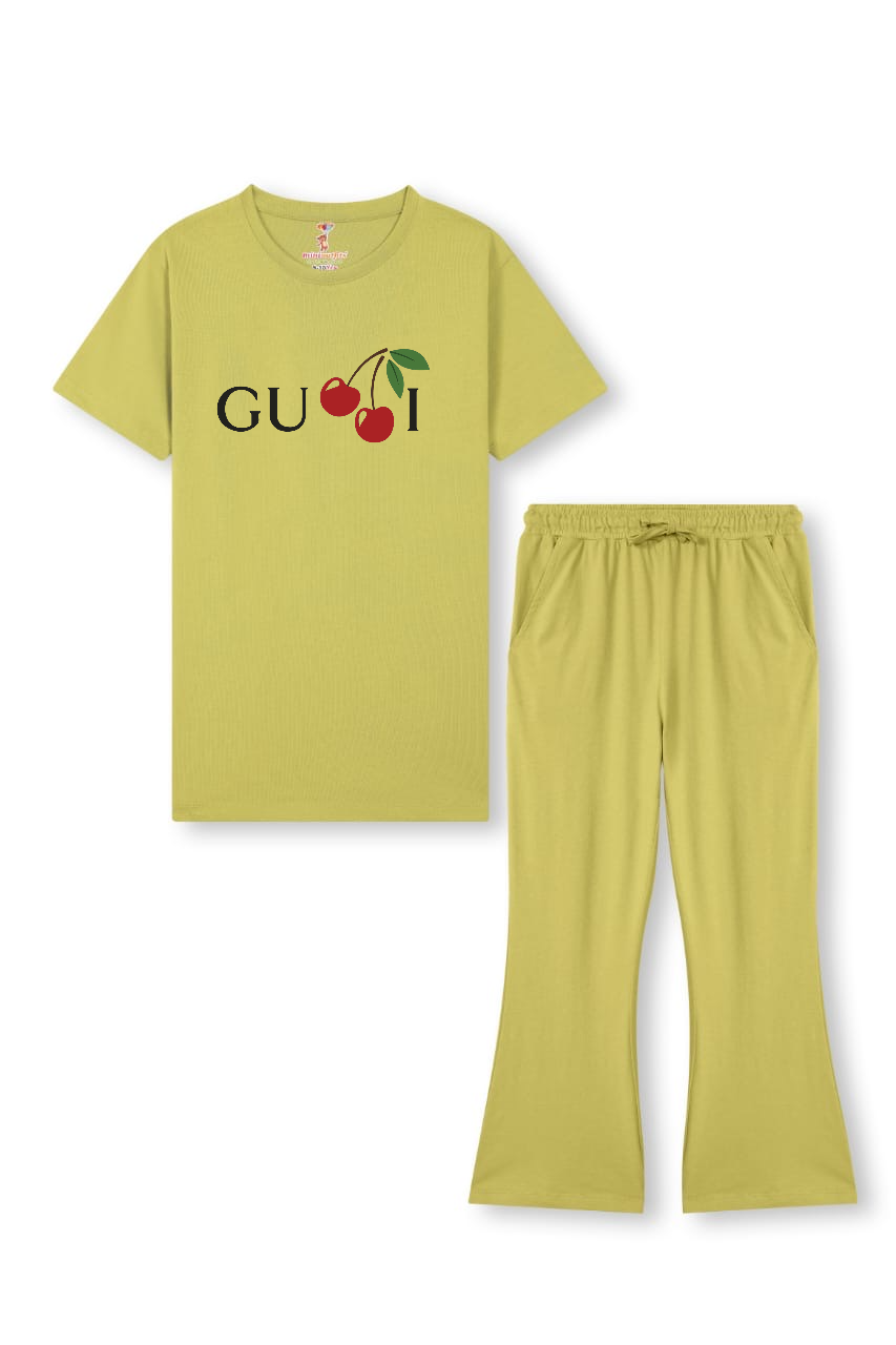 Mustard Yellow  guci Bellbottom Trouzer Set
