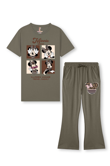 Greyish Brown mici Bellbottom Trouzer set
