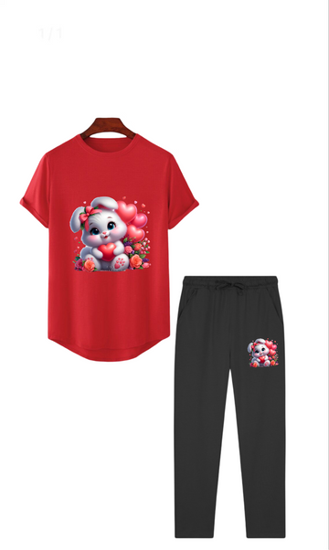 Red Black bear Tracksuit For Girls