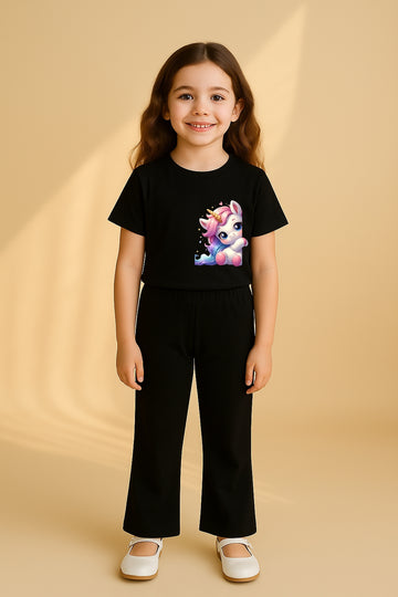 Unicorn Black Tracksuit for Girls
