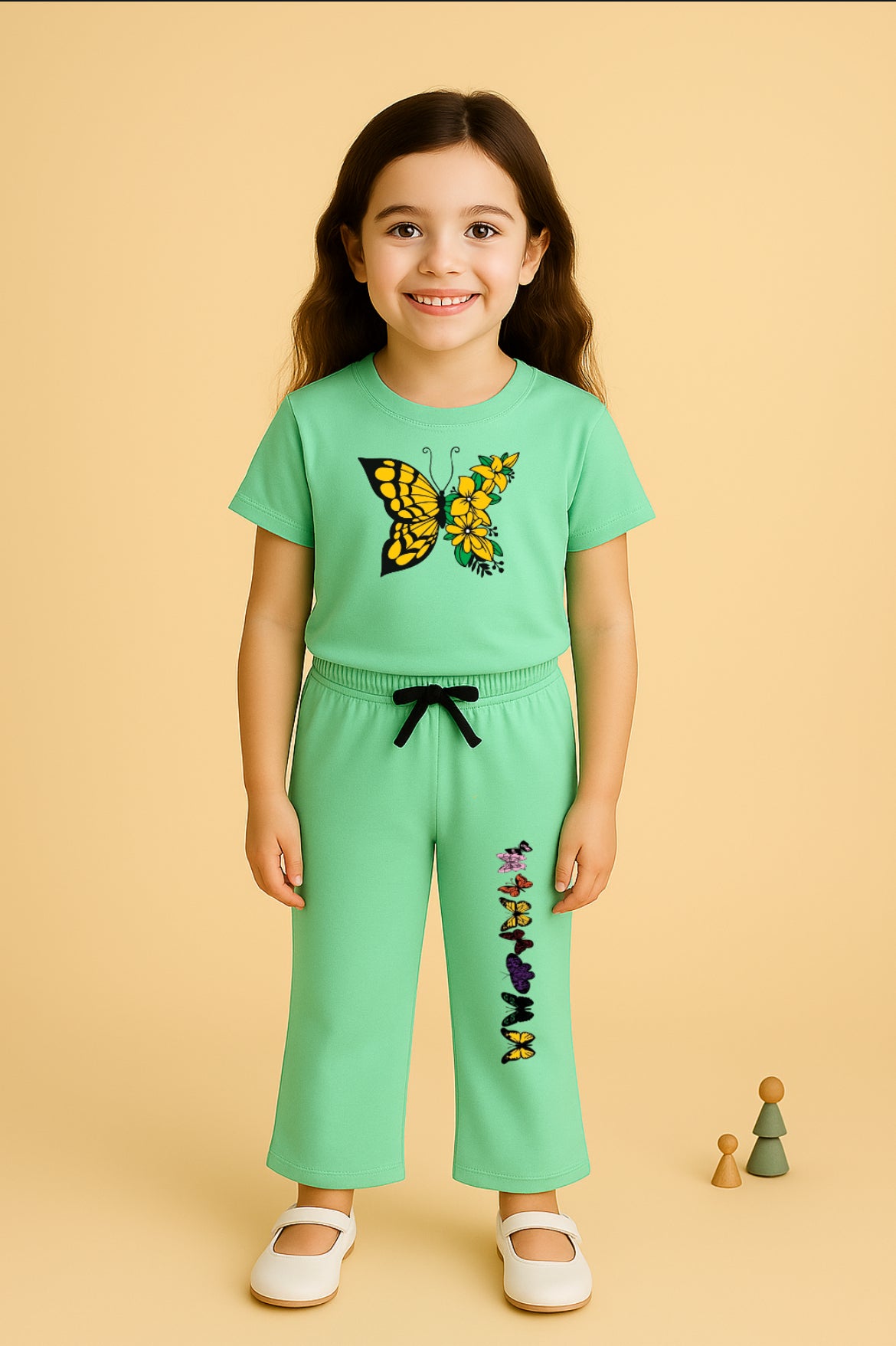 Yellow butterfly Tracksuit For Girls