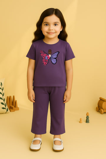 Purple Bellbottom Trouzer Full Set