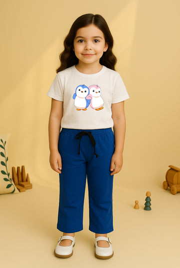 White Blue Duck Bellbottom Trouzer Full Set