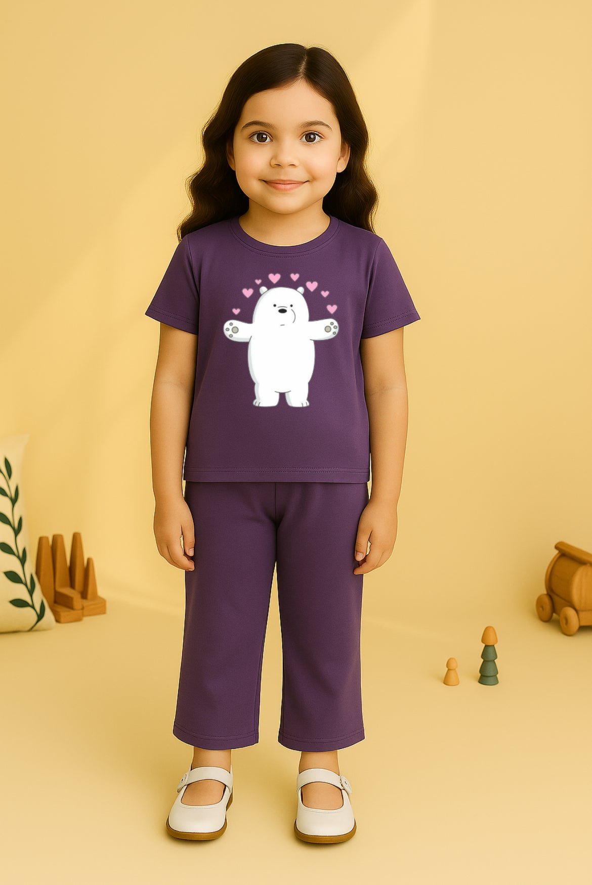 Purple Bear Bellbottom Trouzer Full Set