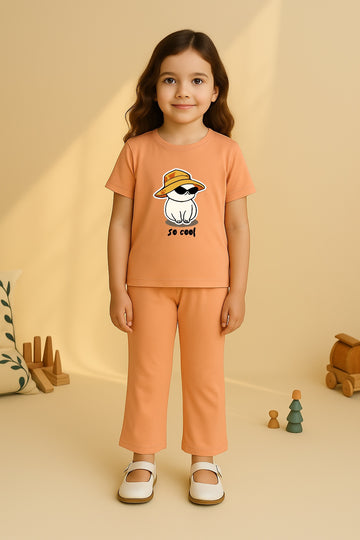 Peach Bellbottom Trouzer Full Set