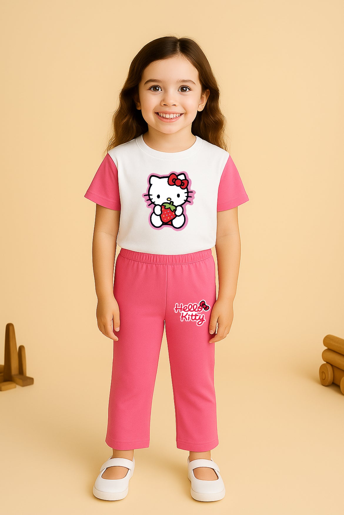 Hello kitty White pink Tracksuit For Girls