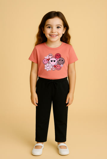 Coral Curved Tshirt Black Trouzer
