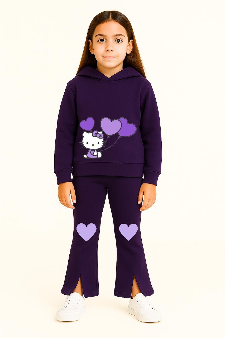 Purple Kitty Bell Bottom Trouser for Girls